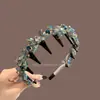 Diadema de Moda con Dientes de Cristal Azul Coreano, Accesorio para el Cabello con Diamantes Completos, Simple, Elegante, Retro, Versátil, Pasador de Diadema, Estilo Nuevo