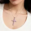 Influenciador Transfronteiriço Europeu e Americano Tiktok Suprimento ao Vivo Colar de Prata D Cor Moissanita Colar Grande de Cruz Pingente Masculino