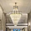 Lustre Novo de Luxo Leve para Edifício Duplex Sala de Estar de Villa Lâmpadas de Cristal Lustre Moderno Simples Lâmpada de Meio Andar de Edifício Vazado
