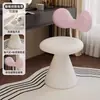 Taburete de maquillaje giratorio estilo crema para dormitorio de niñas, silla de tocador de alta gama con respaldo moderno en forma de lazo