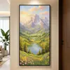Pintura Decorativa de Entrada: Pintura de Paisaje de Montaña al Amanecer 2026 Nuevo Arte de Pared Pintado a Mano para Pasillo y Corredor