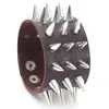 Pulseira de Couro com Espinhos de Três Fileiras Estilo Punk Europeu e Americano, Unissex, Pulseira de Rock Exagerada, Acessórios de Rua Modernos e Descolados