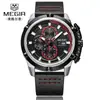Nuevo Reloj de Hombre Meiger Multifuncional Cronógrafo Calendario Luminoso Tres Ojos Verdadera Cuarzo Provincia de Guangdong