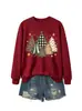 Sudadera casual de moda para mujer con estampado de árbol de Navidad, leopardo marrón, cuadros blanco y negro, de tienda independiente Amazon eBay, para exportación