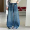 Estilo Novo de Outono Jeans para Meninas Médias e Grandes Roupas Infantis Meninas Crianças Jeans Solto Corte Tesoura Estiloso Versátil Tendência