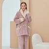 Conjunto de pijama de franela personalizado casual de otoño e invierno para pareja, cálido y grueso, OEM disponible, se puede usar fuera