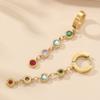 Pendientes transfronterizos especiales de acero de titanio con diamantes de cuatro colores, pendientes femeninos con borlas largas, diseño de nicho, pendientes de acero inoxidable al por mayor