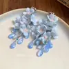 Pendientes de Tul con Flor de Cristal y Borla Dulces Moda Fresca Estilo Casual Diseño de Gancho para Oreja Pendientes de Nicho Venta al por Mayor
