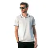 Camisas Polo de Verano al por Mayor de Manga Corta para Jóvenes Casual de Negocios Camisetas de Seda Helada Rayadas Simples Cuello de Solapa Camisas Base