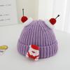 Gorro Navideño Lindo de Invierno Gorro de Lana para Niños Color Sólido Cálido Gorro de Punto para Bebés de 2 a 7 Años Exportación
