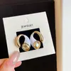 Aguja de Plata Estilo Nuevo Transfronterizo Europeo y Americano Aretes Geométricos de Esmalte con Pedrería Diseño de Nicho Pendientes Adornos de Oreja de Personalidad a la Moda para Mujeres
