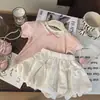 Conjunto de Dos Piezas Cómodo y Elegante de Manga Corta para Niña, Verano 2026, Conjunto de Dos Piezas Bud Shorts para Bebé Niña