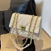 Bolsas Femininas 2024 Nova Moda Tendência Primavera e Verão Versátil Bolsa de Ombro Transversal Bolsa de Corrente Matelassê