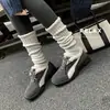 Zapatos Casuales de Cordones con Suela Gruesa Nueva Colección Primavera 2025 Color Bloqueado de Moda Piel de Oveja Negro Caramelo Plata Zapatos para Mujer