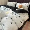 Juego de ropa de cama de cuatro piezas A-class de terciopelo de leche, fresco y simple, para otoño e invierno, cálido y engrosado, terciopelo de coral de doble cara, juego de tres piezas de dibujos animados