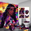 Fabricante Original Transfronteiriço Cortina de Chuveiro Estampada Estilo Europeu Conjunto de Cortina de Chuveiro Impermeável e Antiderrapante para Banheiro de Quatro Peças Personalizável