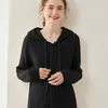 Cárdigan de Cachemira con Cremallera y Capucha 2026 Nuevo Estilo Otoño e Invierno Camiseta Básica Suelta Adelgazante para Mujer Chaqueta Corta de Estilo Suave