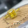 Nuevo Anillo Abierto de Azúcar Amarillo de Diamante de Alta Calidad de Versa Rodeado de Circonitas, Versátil Anillo Dorado para Dedo Índice