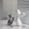 Ornamentos de Cachorro Bleo Tabuleiro de Xadrez Preto e Branco Transfronteiriços Simples Decorações de Mesa para Sala de Estar Hall de Entrada Artesanato de Resina