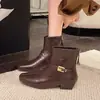 Otoño 2026 Nuevo Estilo Coreano de Moda Botines Tendencia Retro Elegante Hebilla Metálica Plisados Adelgazantes Tacón Alto Botas Adelgazantes