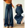 Jeans de Pierna Ancha de Tiro Alto Color Gris Cemento para Mujer 2026 Otoño Nuevo Estilo Sueltos Adelgazantes Rectos Retro de Longitud Completa