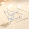 Collar elegante Jin Hongyu Love Antler para mujer, de plata de ley con cadena de clavícula en forma de corazón, colgante de trébol de cuatro hojas con circonita, regalo