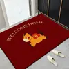 Capacho de Entrada Ano do Cavalo, Capacho Vermelho, Capacho de Desenho Animado de Ano Novo, Tapete para Casa Nova, Tapete de Inauguração