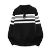Venta caliente transfronteriza marca de moda suéter de punto a rayas con cuello Henley venta directa de fábrica suéter de hilo para hombre camisa de hilo negro