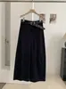 KEKEZOON Otoño Nuevo de Moda Tendencia Cintura Alta Sueltos Casuales Curvos Pierna Ancha Pantalones con Cinturón 8970