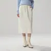 Falda de cachemira de cintura alta línea A para mujer de otoño e invierno, falda de longitud media fluida de otoño e invierno, falda larga adelgazante y que disimula el abdomen