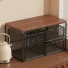 Prateleira de Armazenamento Multicamadas para Mesa de Escritório Suporte de Copos Multifuncional para Casa Prateleira para Exibição de Itens de Madeira Não Sólida Prateleira de Armazenamento à Prova de Poeira