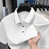 Camisa polo fina sin costuras de manga corta para hombre de verano, nuevo estilo de negocios ligero, camiseta elástica de media manga para hombre