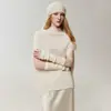 Suéter de gola alta meia-manga estilo preguiçoso 100% caxemira pura para mulheres, sem mangas, caimento solto, tricô em camadas, top morcego chique minimalista, moderno