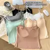Camisola sencilla de perlas para mujer con copas, seda helada sin costuras, hermoso diseño en la espalda, adecuada para usar como prenda exterior o interior, corte ajustado y cómoda