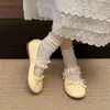 Sapatos Mary Jane com Laço de Renda para Mulheres 2026 Novo Estilo Primavera/Verão, Adequados para Saias, Sapatos Lolita Planos de Couro Pequeno