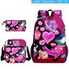 Mochila 3D Transfronteiriça Novo Produto Jogo Estampado Mochila Escolar Estojo Bolsa de Ombro Conjunto de Três Peças Robloxblox Fruta