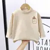 Camisa Básica de Lã Dupla Face com Gola Meia-Alta Infantil para Meninos e Meninas Outono e Inverno Jaqueta Interna Camiseta de Manga Longa Estilo Ocidental