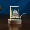 Ornamento Esculpido em Cristal da Torre do Grou e do Corvo 3D Marco da Cidade de Yuncheng, Shanxi Edifício Marco Presente Comemorativo Turístico Aposentadoria Atacado