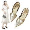 Sandalias plateadas de punta cerrada para mujer, estilo hada, cómodas, de tacón bajo, charol versátil, nuevo estilo primavera 2026