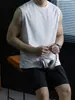 ¡Serie de Verano! Chaleco de Algodón de Seda con Amoníaco Líquido Fresco para Hombre Sin Mangas Hombro Ancho Camiseta Delgada Casual Deportes Fitness