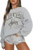 Talla Europea TransfronterizaTalla Europea Transfronteriza Sudadera Occidental para Mujer Kelxjia con Estampado de Vaquero Pulóver
