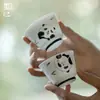 Taza de Té Panda Pintada a Mano Moji Juego de Té Kung Fu Cerámica Azulejo Delgado Taza de Té Hogareña Taza Individual Color Bajo Esmalte Taza Pequeña