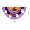 Bandeiras em Forma de Leque para Halloween para Decoração de Atmosfera Festiva, Decoração de Cerca de Pátio Externo, Bandeiras Semicirculares de Halloween, Bandeiras Penduradas
