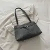 Bolsa feminina transfronteiriça 2026 nova moda cor sólida bloqueio de cores vintage versátil grande capacidade bolsa de mão tote bolsa de ombro