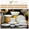 Jingdezhen Porcelana Branca de Alta Temperatura Louça Branca Pura Tigela e Prato com Cor Sob Esmalte Conjunto Prato Doméstico Novo Estilo Cerâmica Tigela e Prato para Inauguração de Casa
