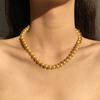 Dorado Champán ni ni ni mismo estilo extremadamente fino de 2 mm collar de perlas Shijia Cadena de clavícula de lujo ligero para mujer collar de grano de arroz pequeño