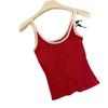 Nova Camisola Estilo Coreano Versátil Sem Sutiã Para Usar Por Cima Slim Puro Gola Quadrada Listrada com Contraste de Fio Camisola