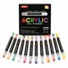 ¡Guau, marcadores acrílicos de 24/48 colores, bolígrafos de pintura a base de agua de doble punta para cerámica, vidrio, madera, bolígrafos de arte DIY para niños