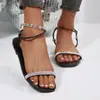 Nuevas Sandalias Planas de Moda de Verano para Mujer con Pedrería, Punta Abierta, Zapatos Cómodos para Mujer, Tallas Grandes 36-43