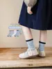 Cinco pares de calcetines para niña, calcetines de algodón de otoño, 10A antibacterianos, calcetines de encaje de princesa para niña hasta la pantorrilla, calcetines para niños mayores y niños pequeños